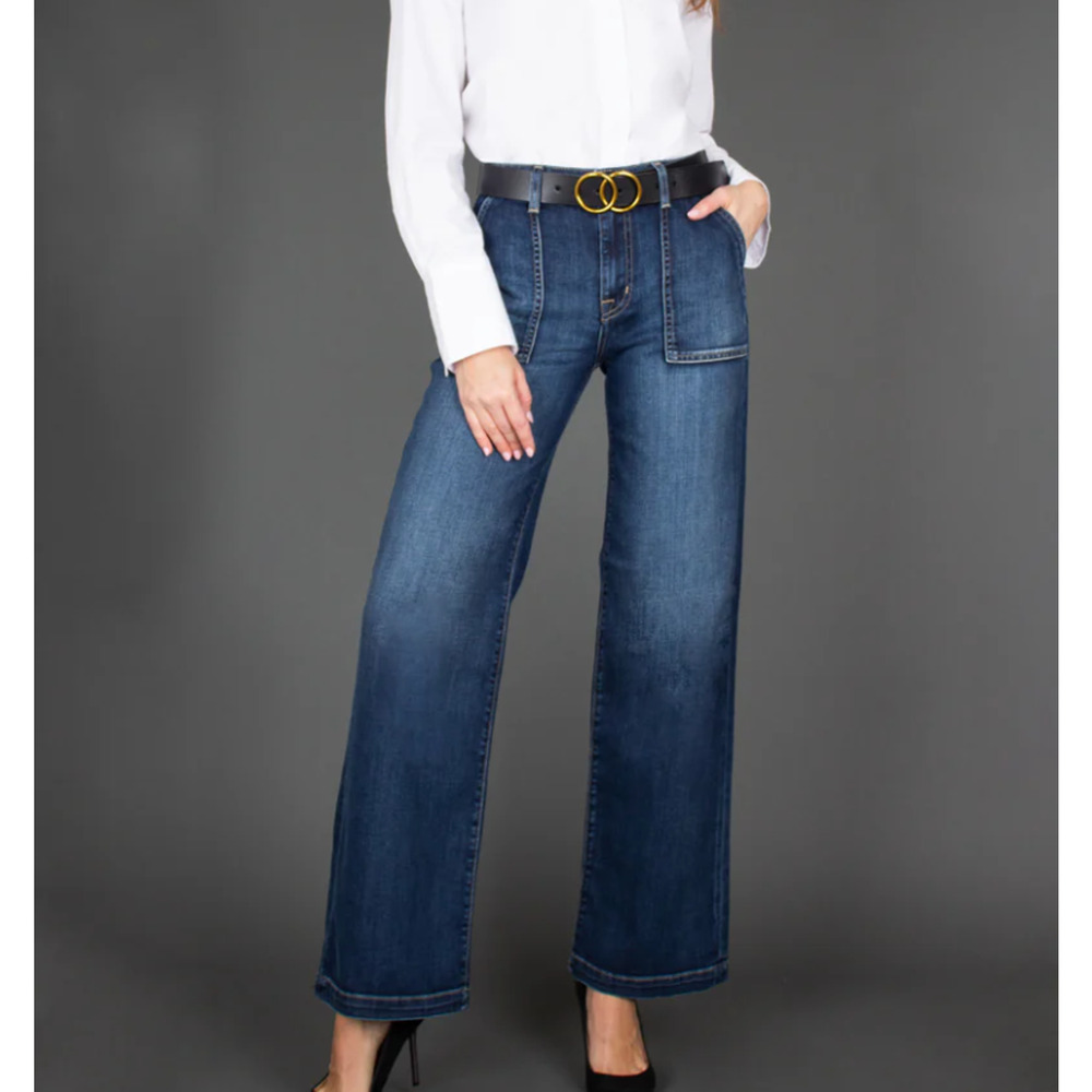 Fidelity Joni High-Rise Wide-Leg Utility Jeans Size 29